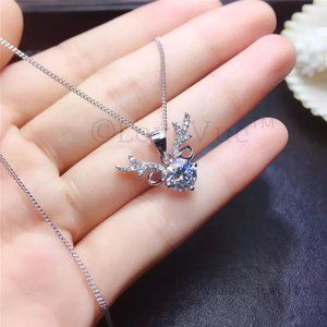 Certified 1ct. t.w. Diamond Antler Deer Elk Necklace